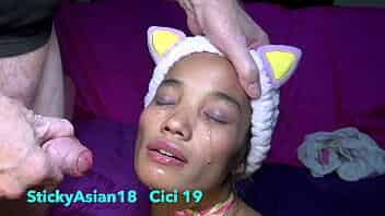 StickyAsian18 cutey Cici gets a fun cock ramming before watching TV video