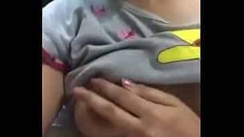 girl self satisfying by pressing boobs video