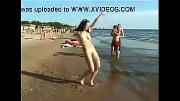 Nude girl dance at beach video